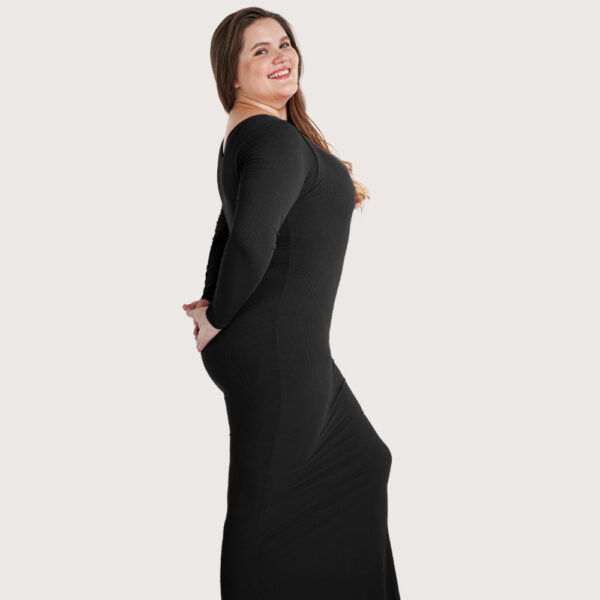 S-SHAPER Built-In Shapewear Long Sleeve Lounge Dress
