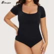 Women Seamless High Elasticity Tummy Control Butt Lifting Long Sleeves Shapewear 05